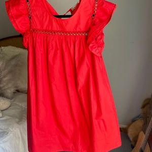 La Ven Red Flutter/Puffed Sleeve Dress S